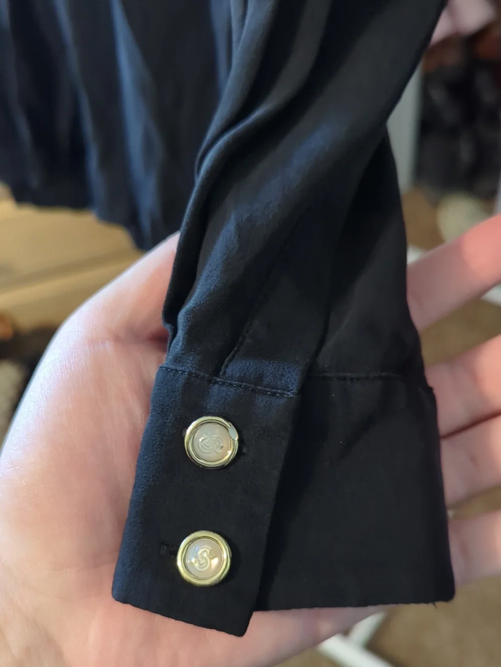 Authentic Salvatore Ferragamo Thin Black Button Up Blouse Size M‎